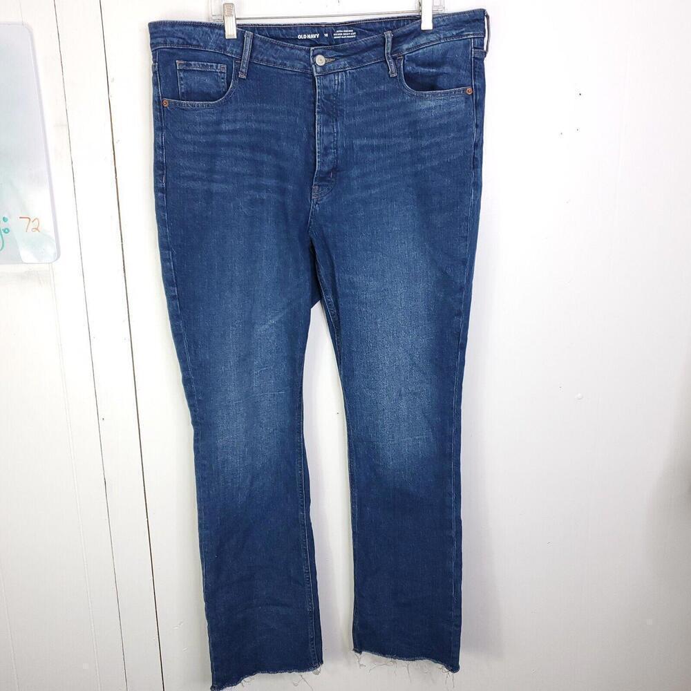 Old Navy Jeans Womens 16 Kicker Bootcut Raw Hem Extra High Rise Modest Office